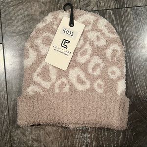 NWT Kids Comfy Luxe Leopard Beige Beanie